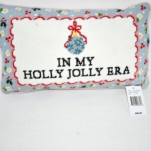 Furbish Holiday Collection Holly Jolly Needlepoint Pillow #FP-168 NWT Details: E